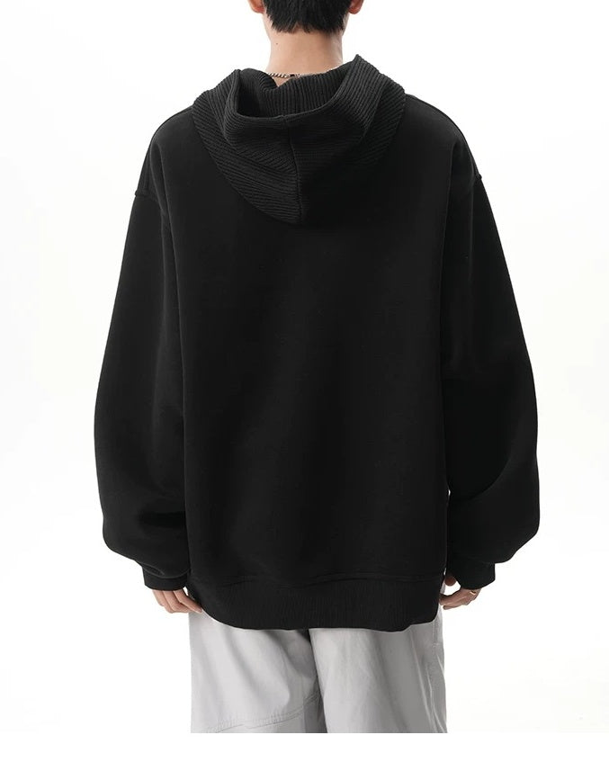 Additional product image of Minimalist Henley Neck Oversized Pullover Hoodie