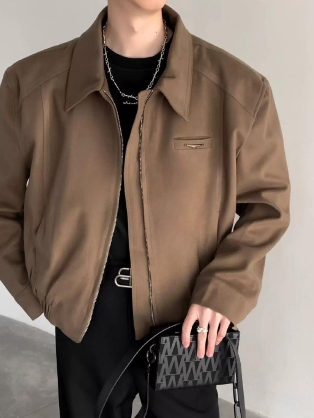 Additional product image of Minimalist Stand Collar Oversized Workwear Bomber Jacket