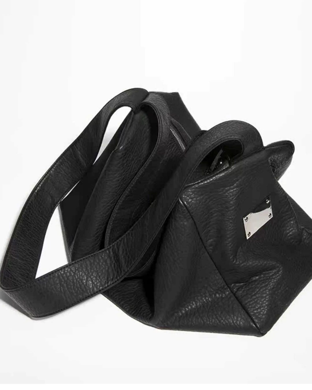 Additional product image of Oversized Black Leather-Look Crossbody and Shoulder Bag
