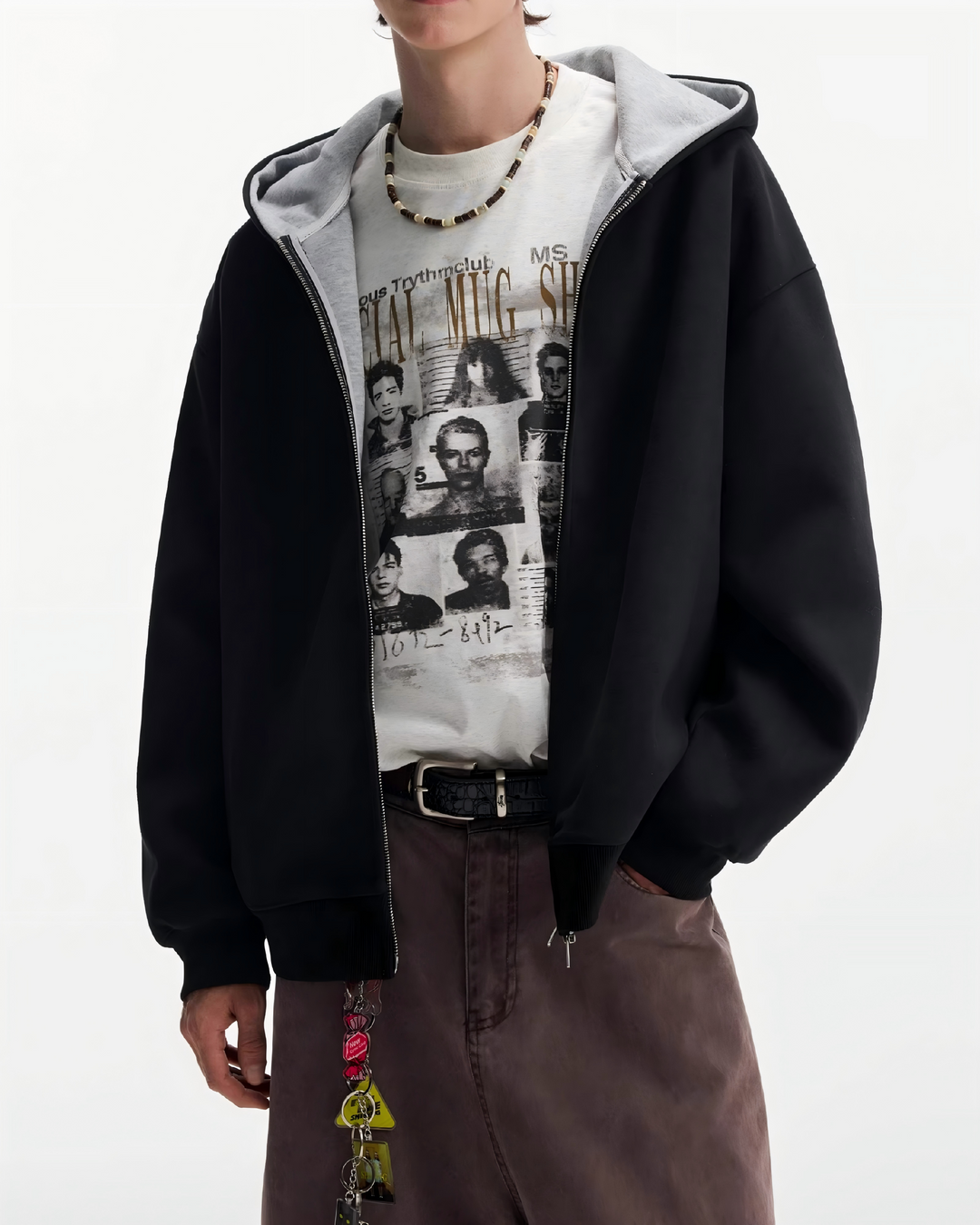 STEP BLOCK ST029 Reversible Fleece-Lined Full-Zip Oversized Hoodie