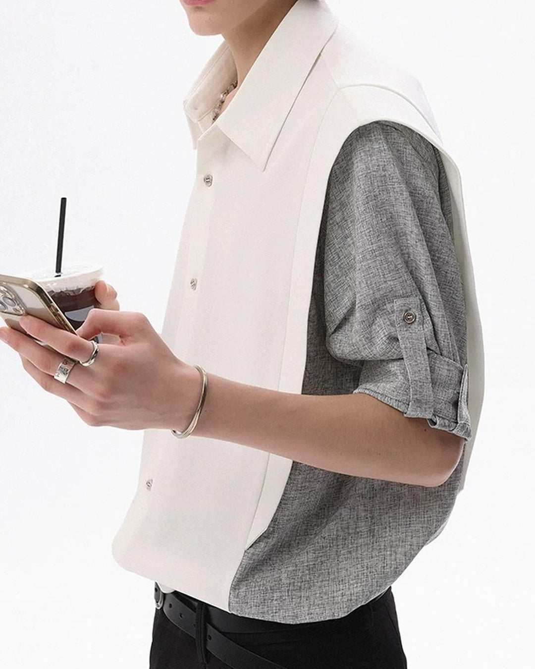 Additional product image of Color Block Patchwork Shirt