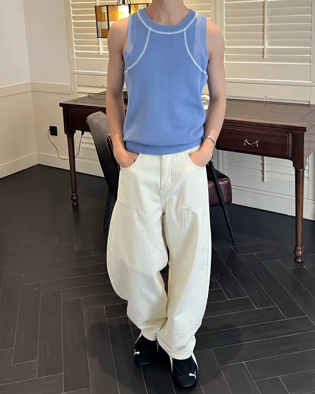 BRYNOR Contrast Stitch Knit Tank Top product photo