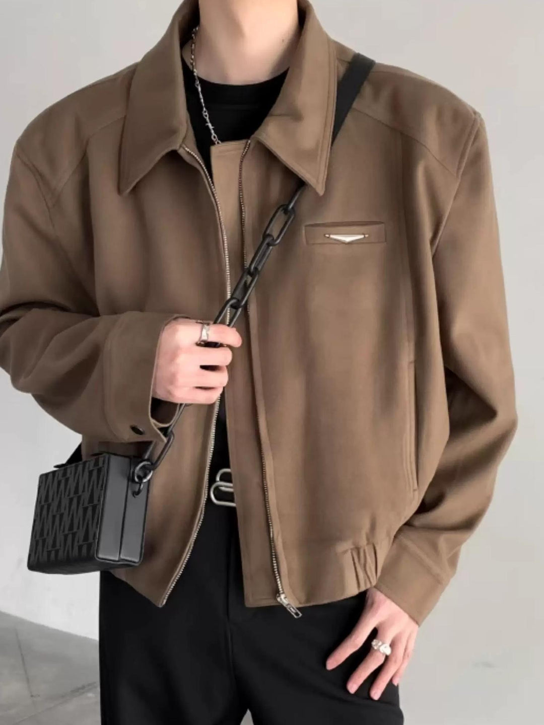 Additional product image of Minimalist Stand Collar Oversized Workwear Bomber Jacket