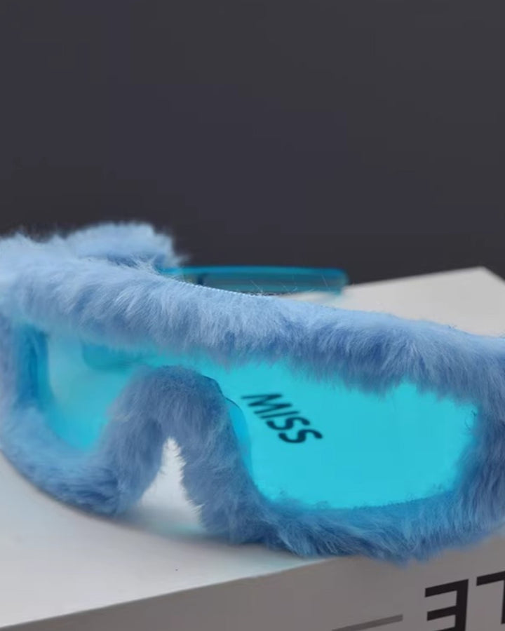 Lifestyle styling view of Fluffy Fuzzy Y2K Sunglasses