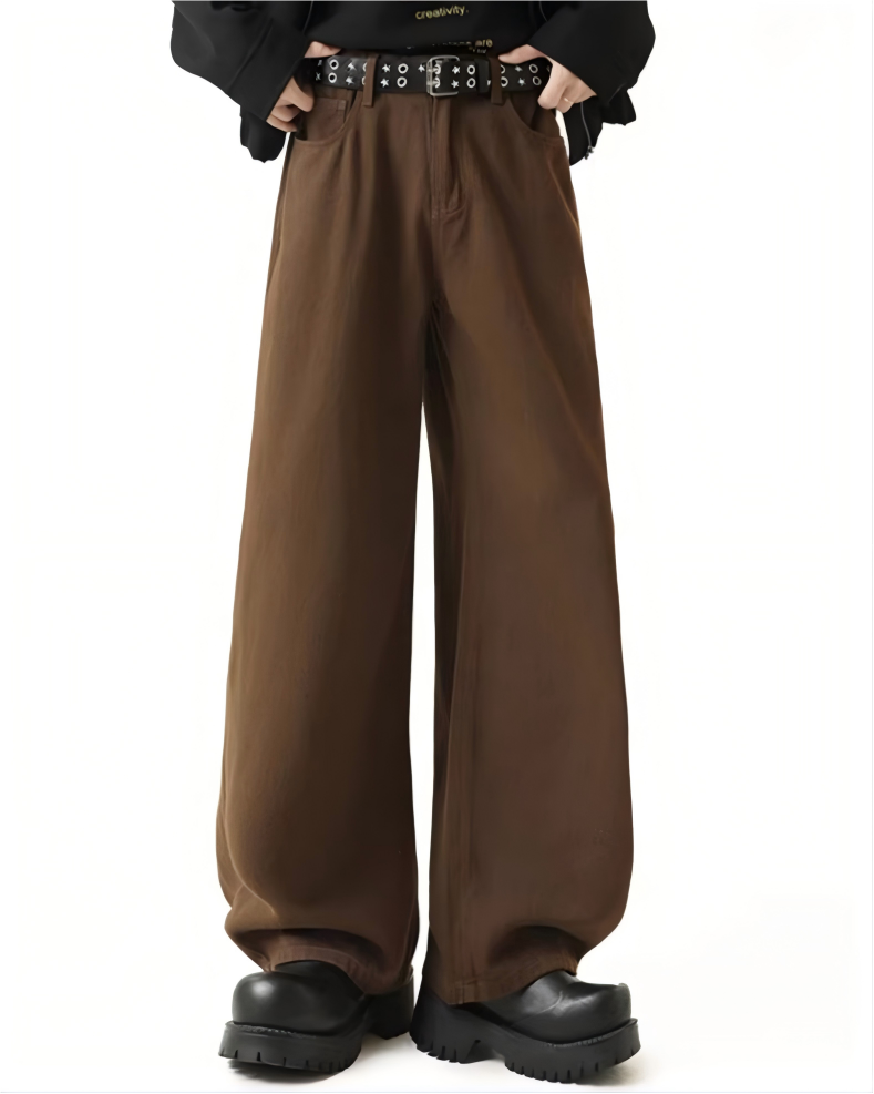 STEP BLOCK MT038 minimalist wide-leg drape casual dress pants