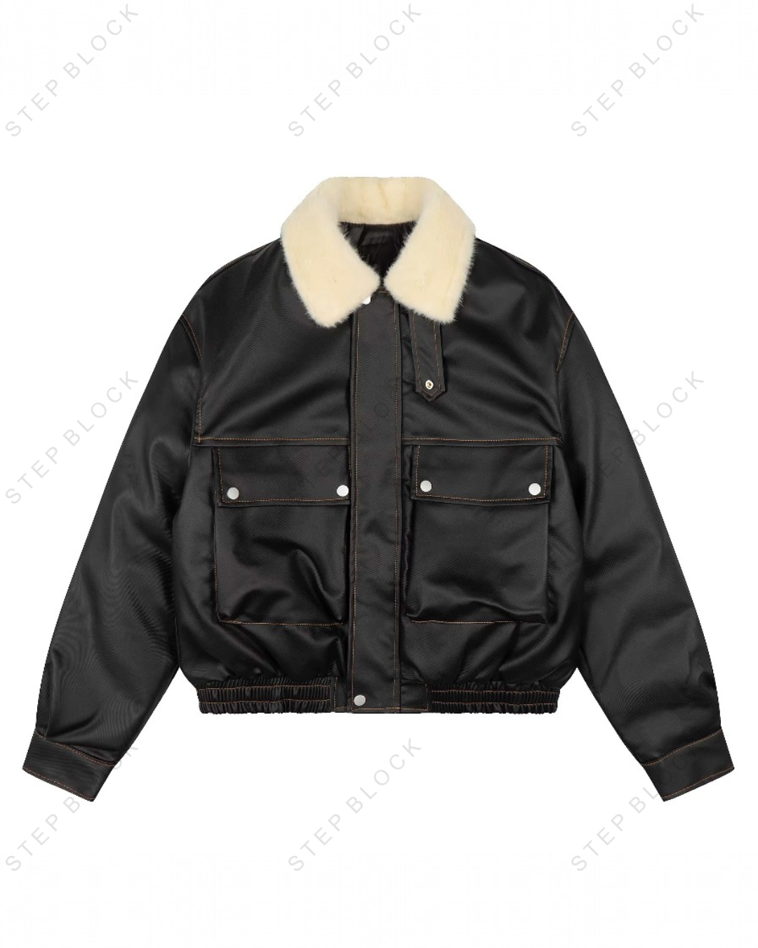 STEP BLOCK ST062 fleece collar sherpa flight bomber jacket