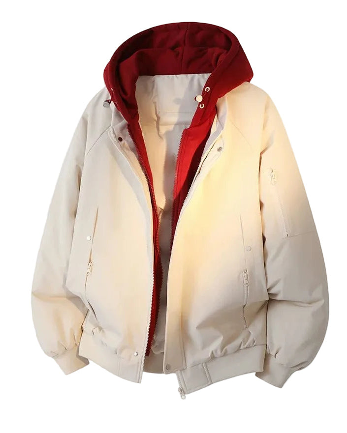 Contrast Hooded Bomber Jacket