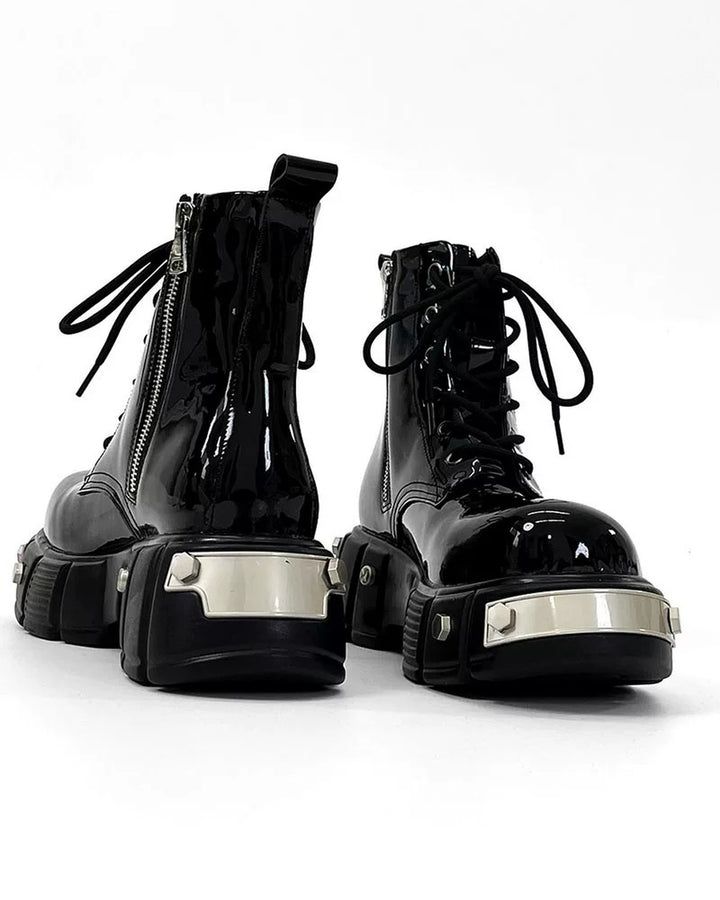 Additional product image of Black Patent Leather Gothic Chunky Platform Shoes