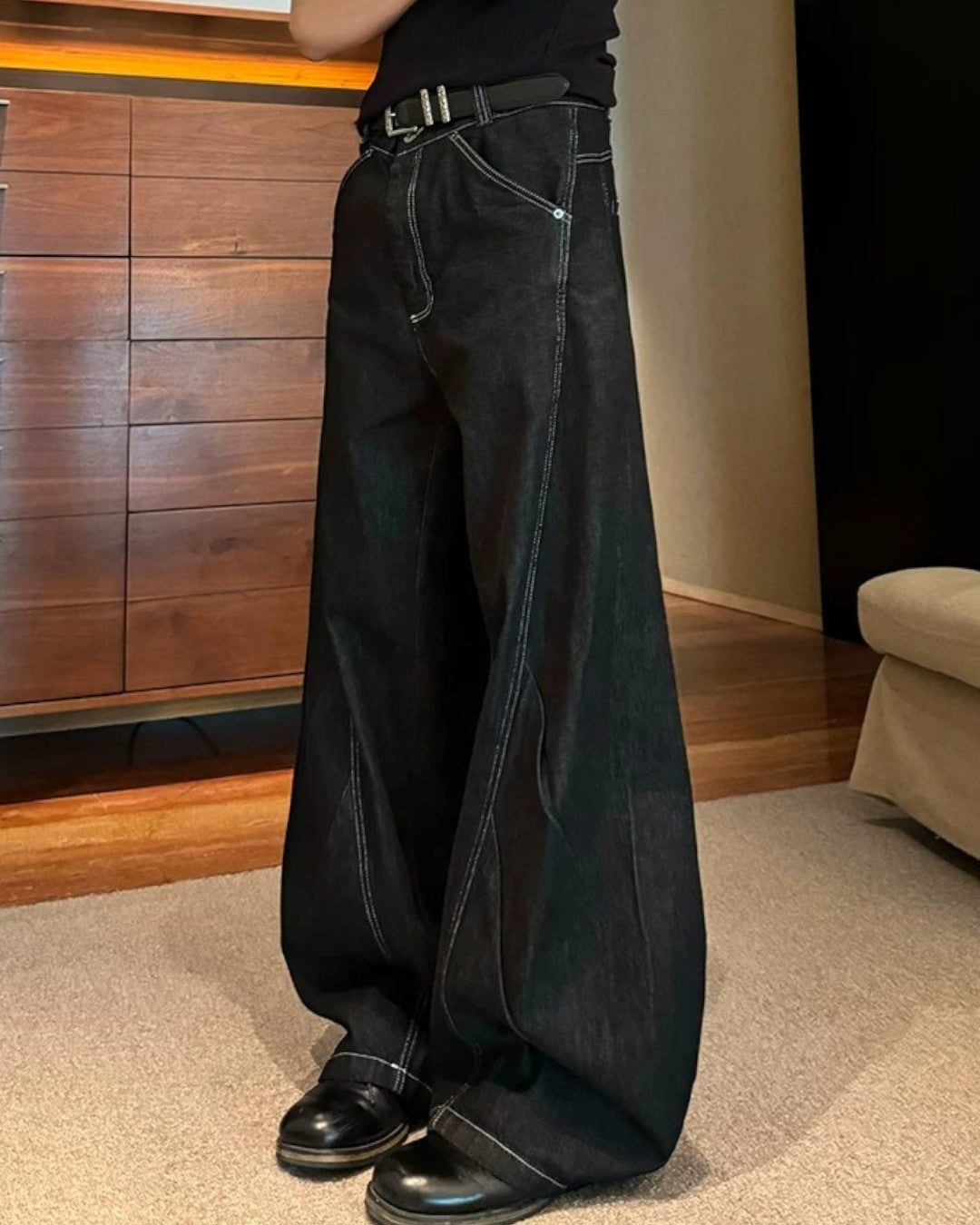 Additional product image of Minimalist Black Wide Leg Jeans