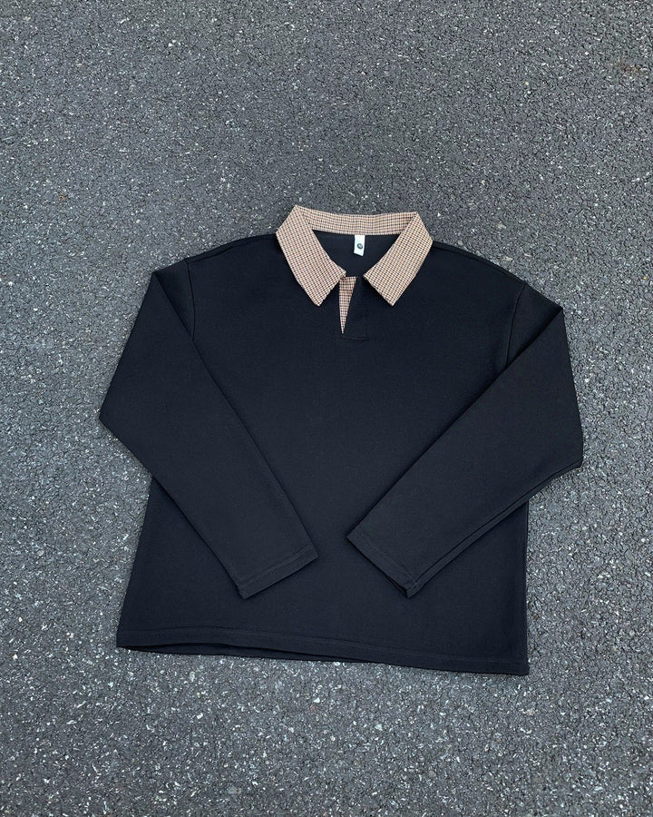 Side view of Contrast Collar Half-Zip Sweater