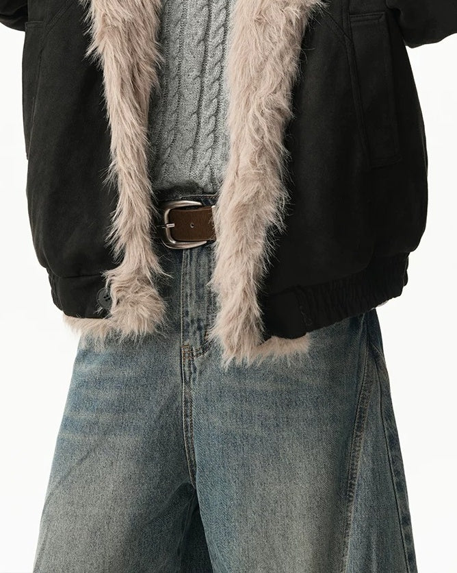 Additional product image of Reversible Shearling Lined Ribbed Collar Bomber Jacket
