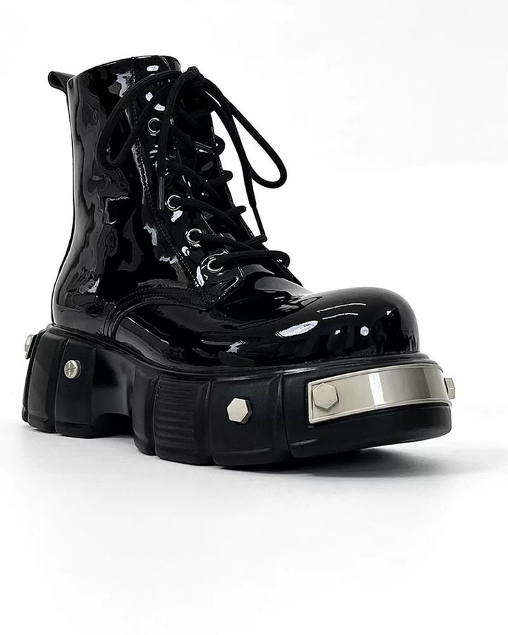 Additional product image of Black Patent Leather Gothic Chunky Platform Shoes