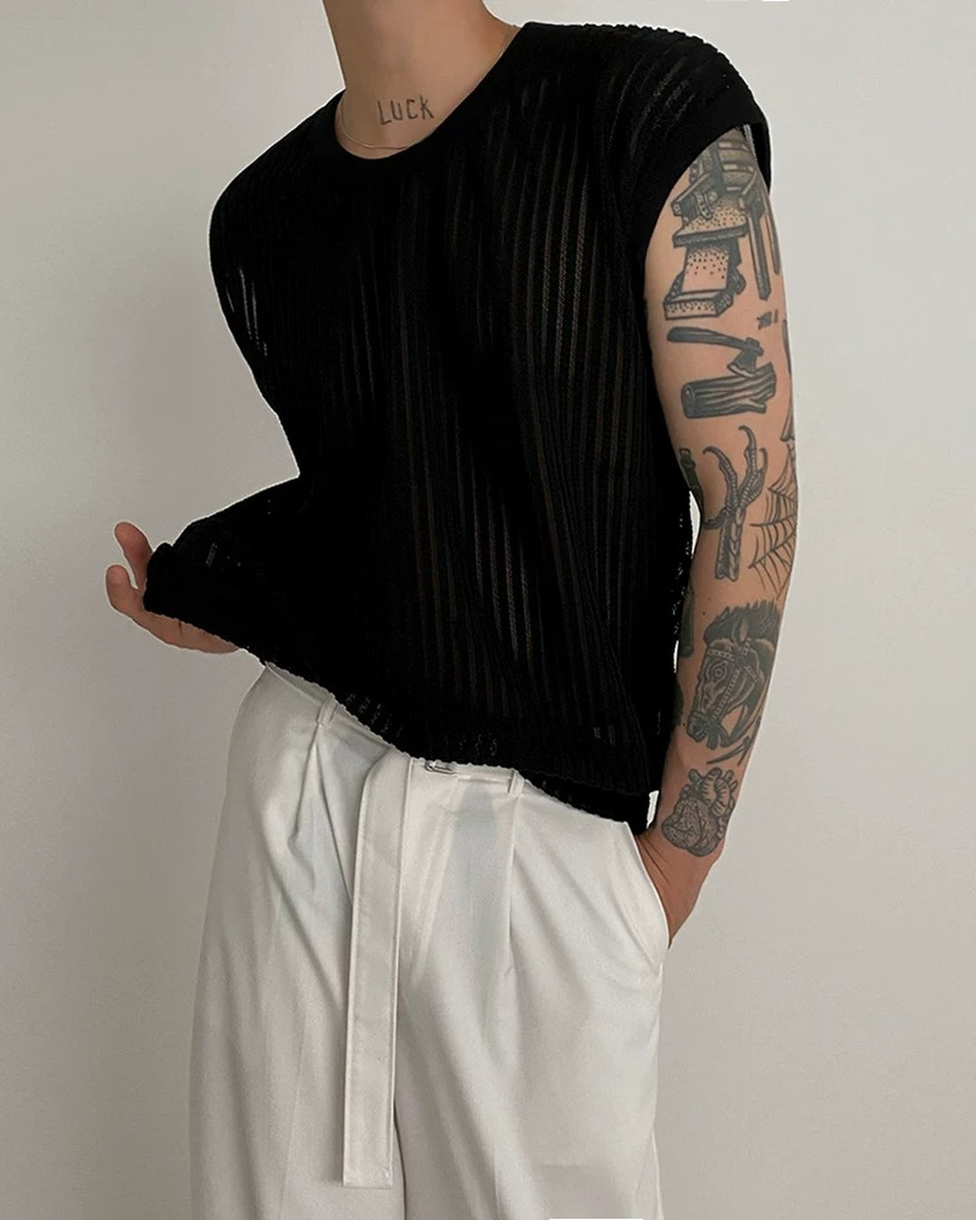 Additional product image of Sheer Ribbed Sleeveless Tank Top