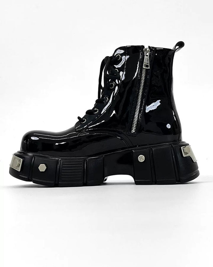Additional product image of Black Patent Leather Gothic Chunky Platform Shoes