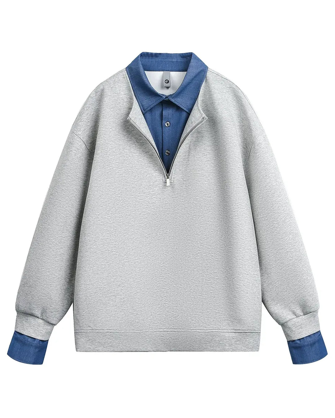 Additional product image of Layered Denim Collar Half-Zip Jacket