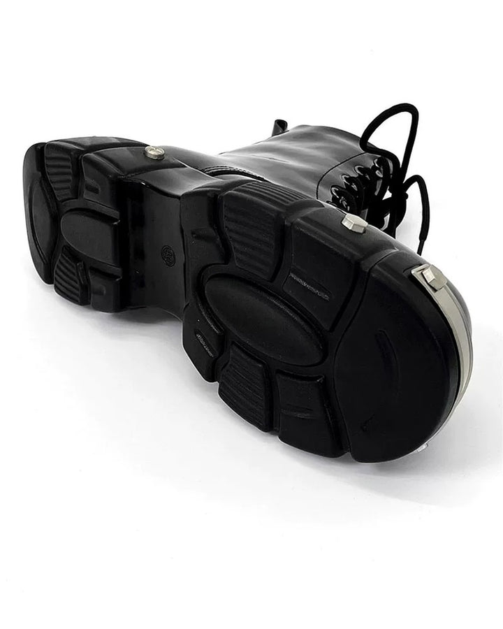 Back view of Black Patent Leather Gothic Chunky Platform Shoes