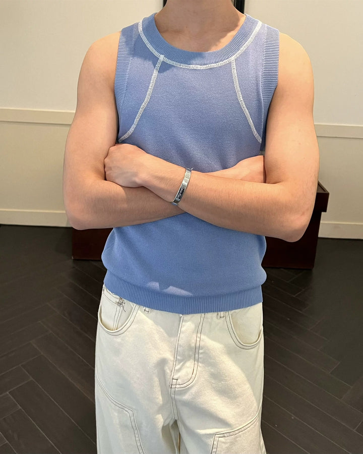 Side view of Contrast Stitch Knit Tank Top