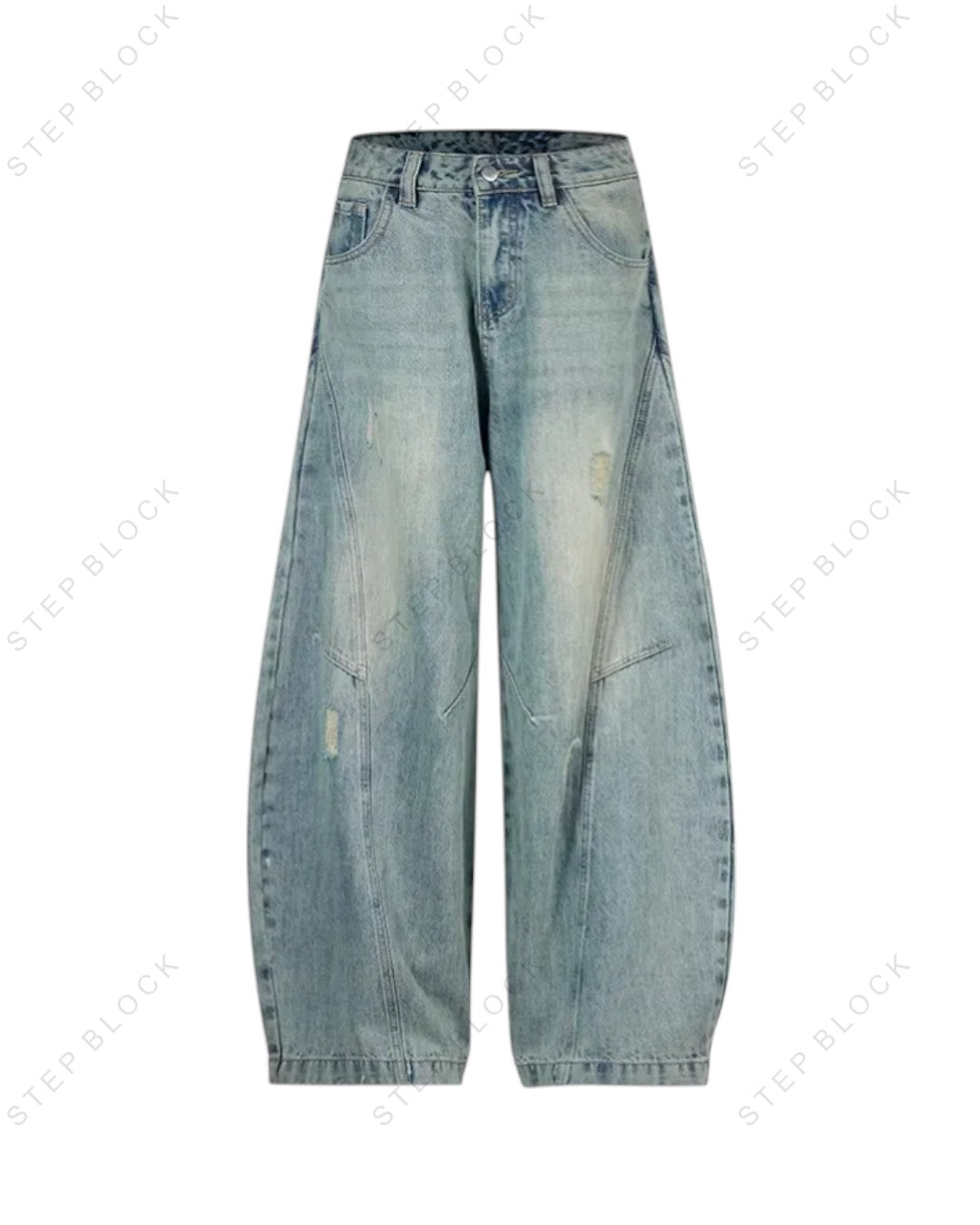 STEP BLOCK MT055 vintage washed distressed baggy jeans