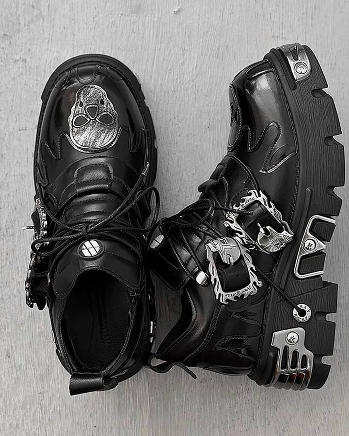 Close-up sole detail of White and Black Gothic Distressed Shoes