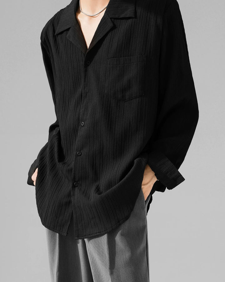 Additional product image of Crinkle Camp Collar Long Sleeve Shirt
