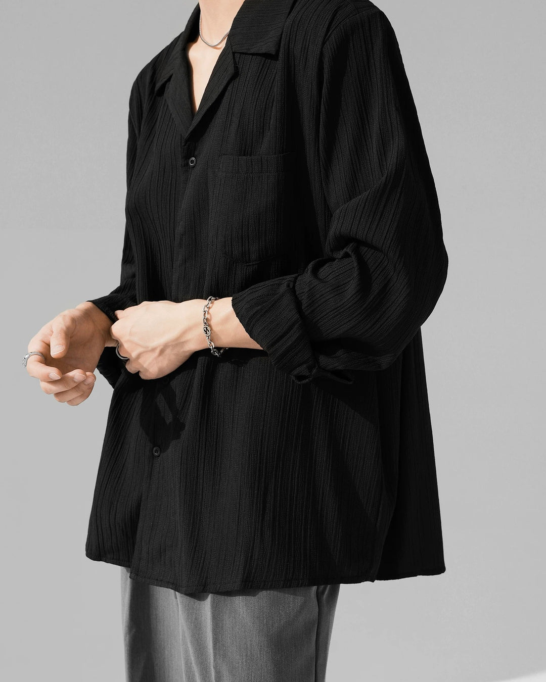 Additional product image of Crinkle Camp Collar Long Sleeve Shirt