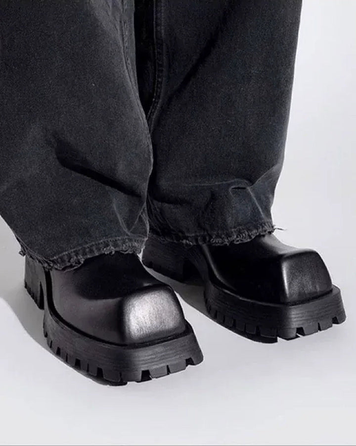 Additional product image of Black Leather Chunky Platform Gothic Shoes