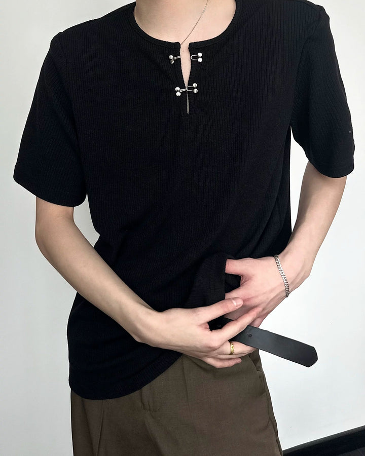 Additional product image of Ribbed V-Neck Oversized T-Shirt