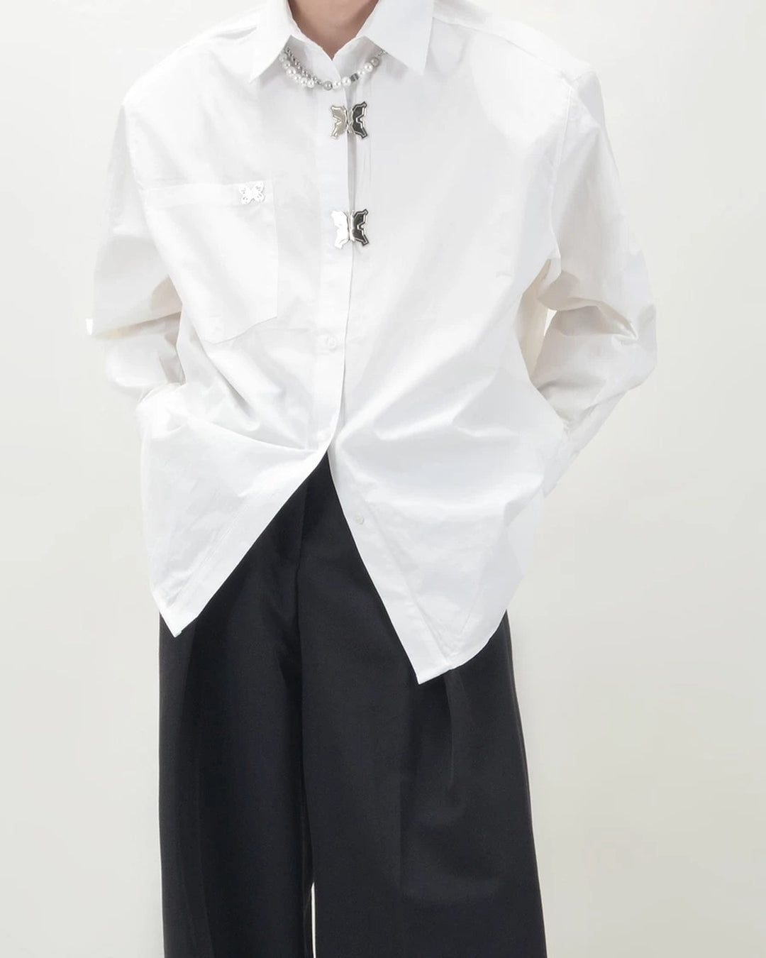 Front view of Butterfly Detail Loose Fit Shirt