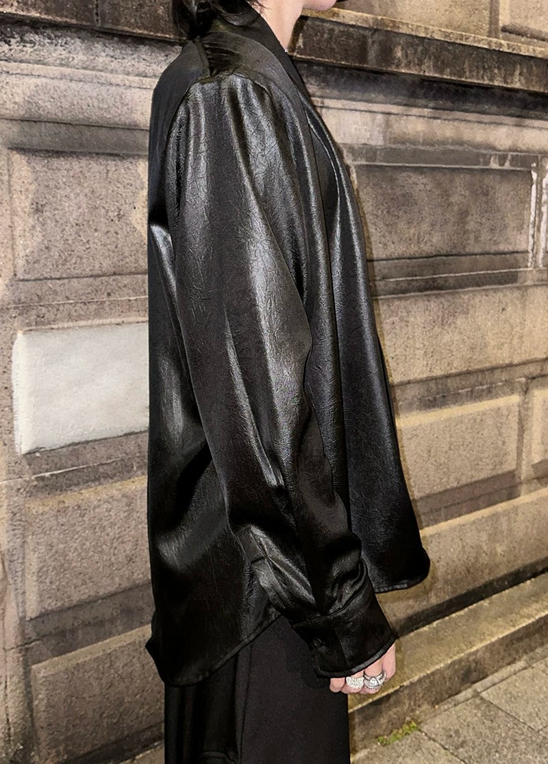 Additional product image of Deep V-Neck Satin Shirt
