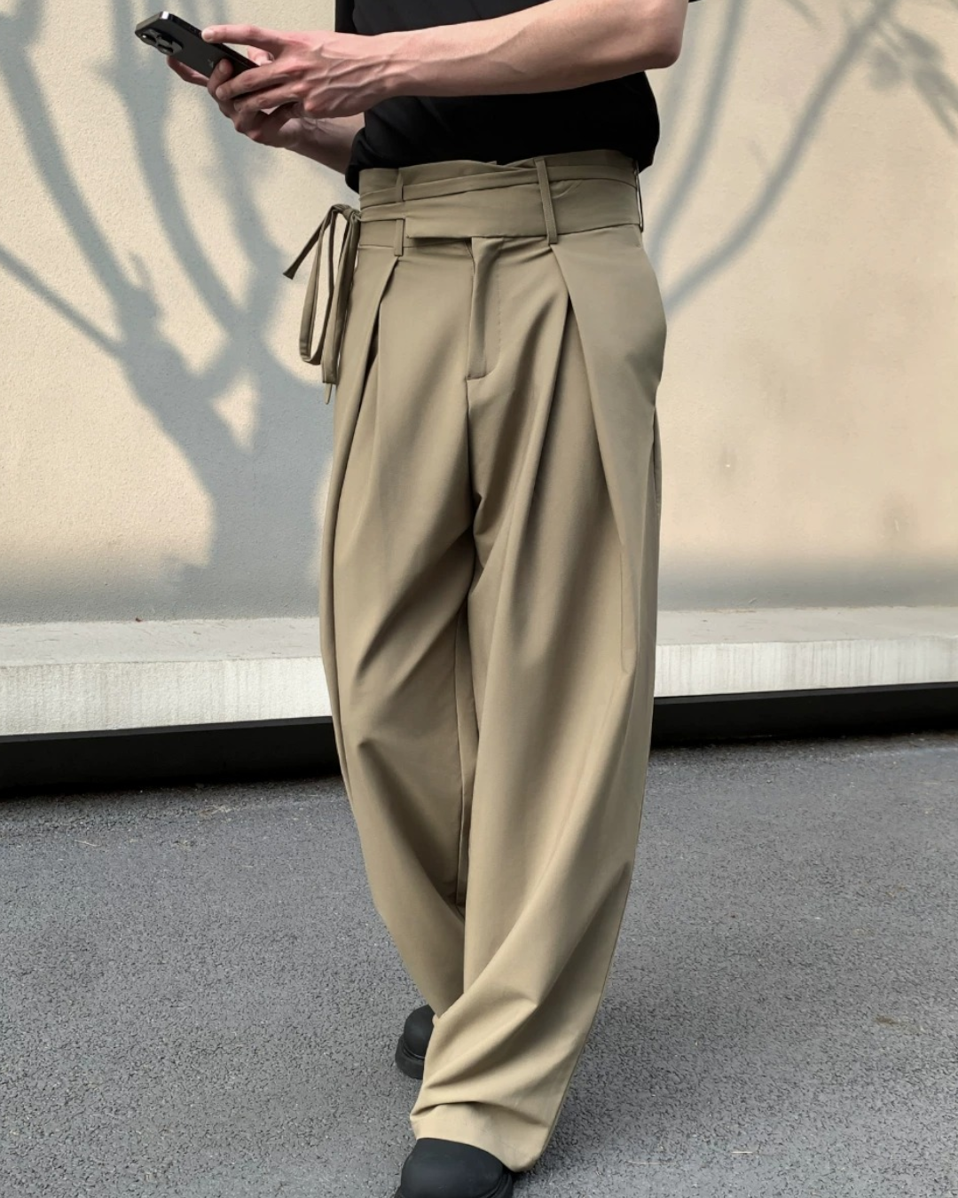 Side view of Pleated Wide Leg Trousers