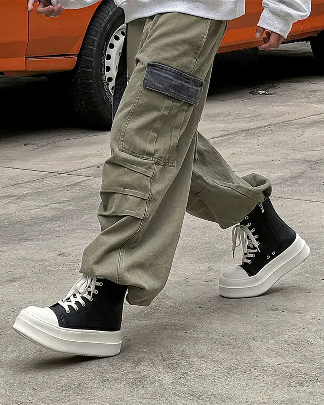 Front view of Black and White High-Top Minimalist Shoes
