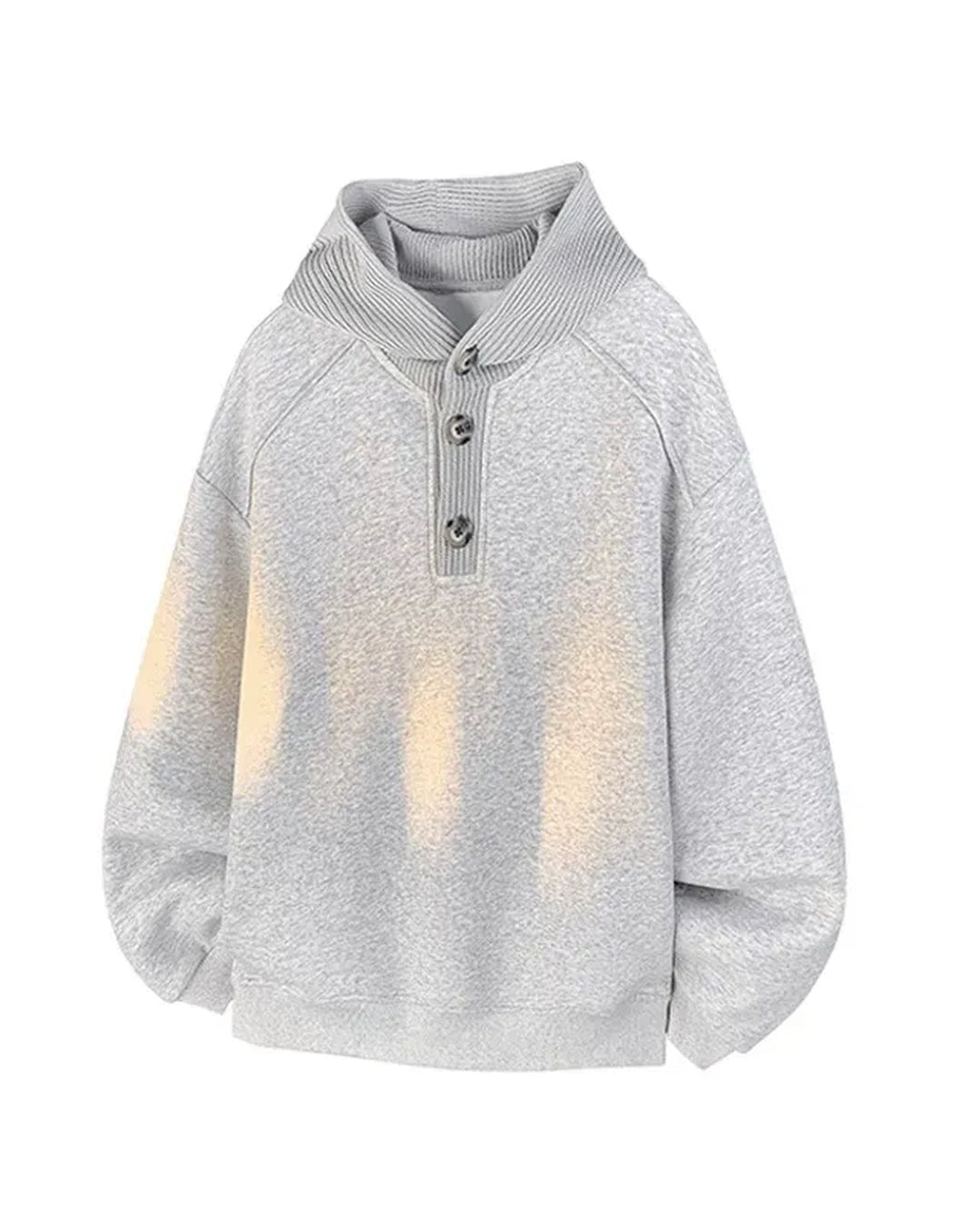 Side view of Minimalist Henley Neck Oversized Pullover Hoodie