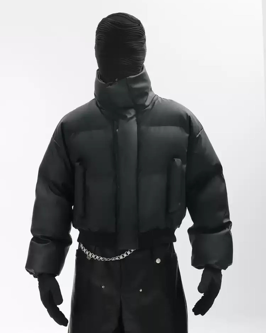 Back view of Oversized Stand Collar Puffer Jacket