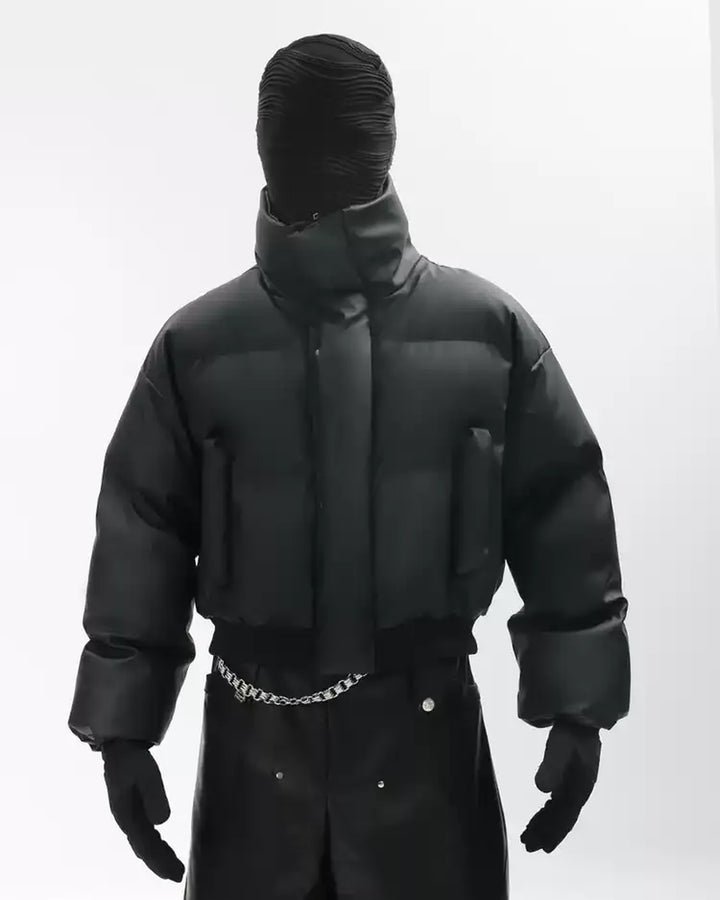 Back view of Oversized Stand Collar Puffer Jacket