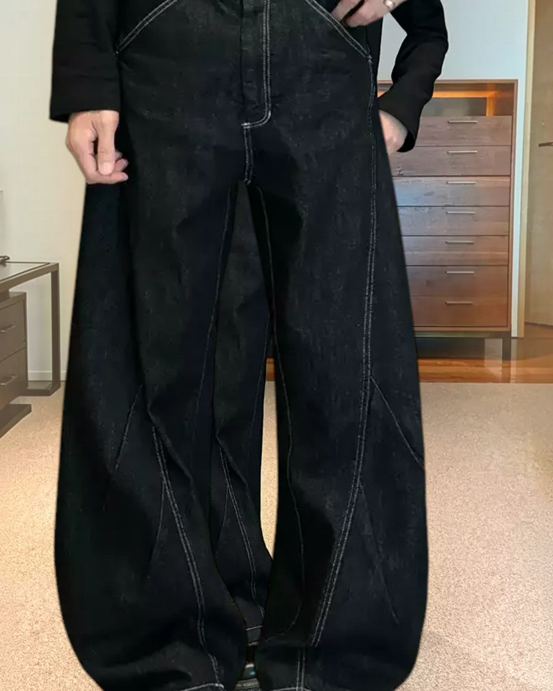 Additional product image of Minimalist Black Wide Leg Jeans