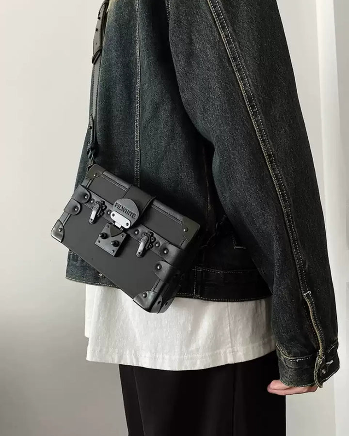 Lifestyle styling view of Gothic Boxy Black Crossbody and Shoulder Bag