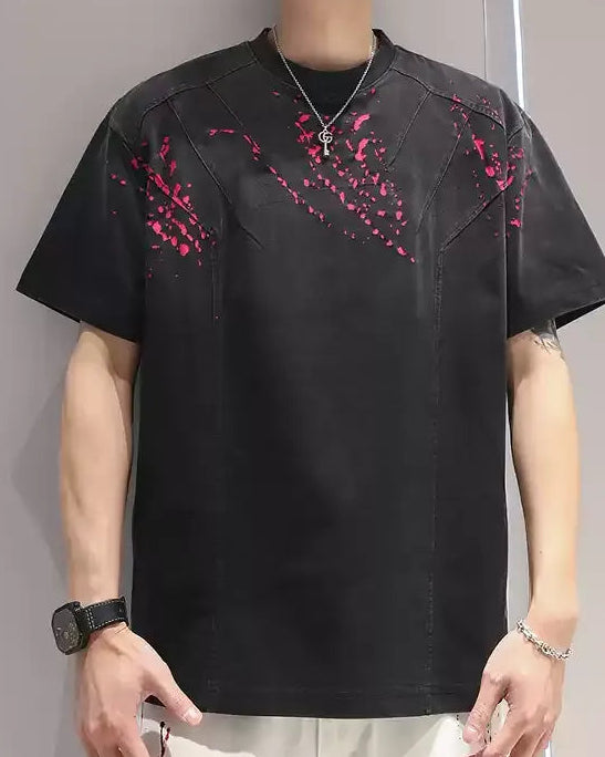 Back view of Black Splatter Print Oversized T-Shirt