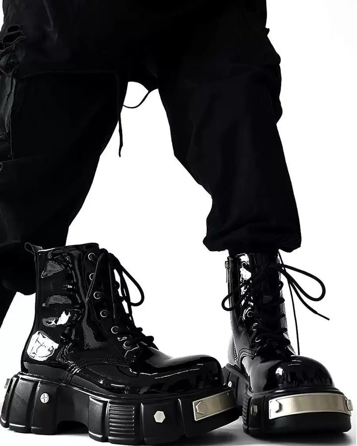 Additional product image of Black Patent Leather Gothic Chunky Platform Shoes