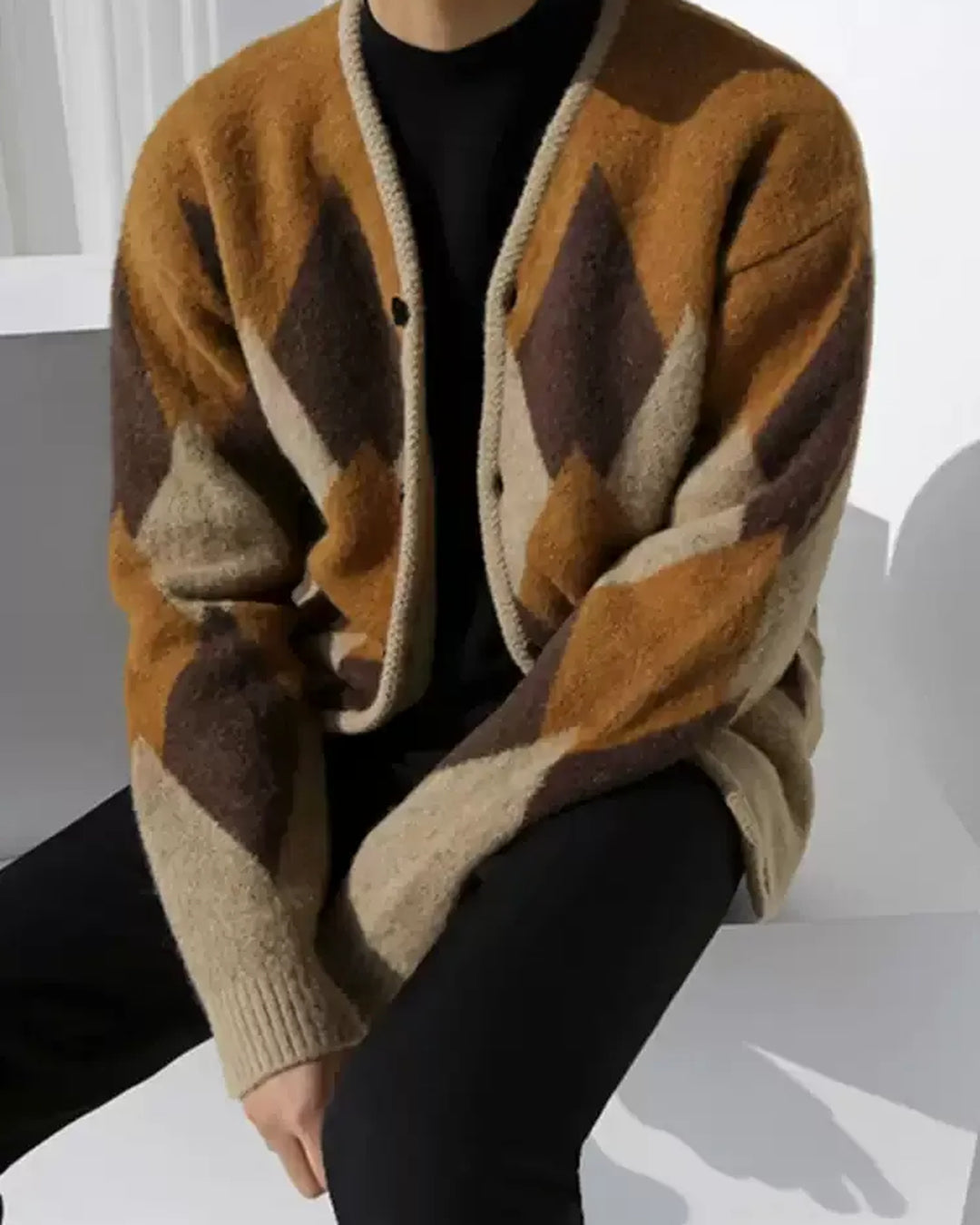 Back view of Argyle Knit Cardigan