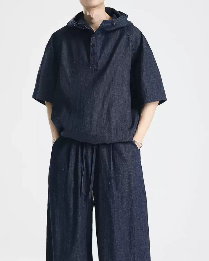 STEP BLOCK MT563 Short Sleeve Hooded Pullover Shirt
