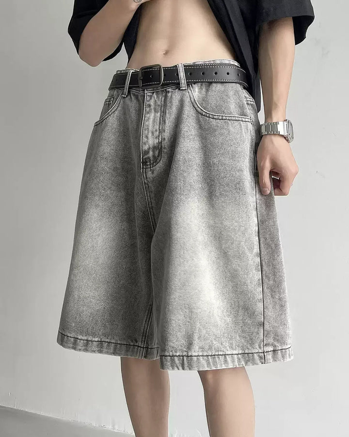 Close-up detail of Gradient Washed Denim Shorts