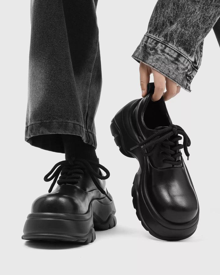 Additional product image of Black Leather Chunky Platform Shoes