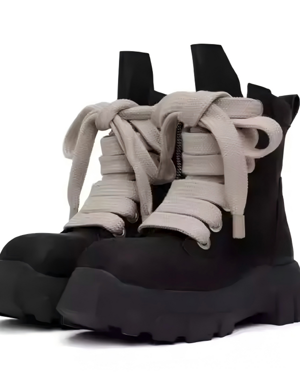 STEP BLOCK SH010 Men's Black & Beige Chunky Platform High-Top Streetwear shoes