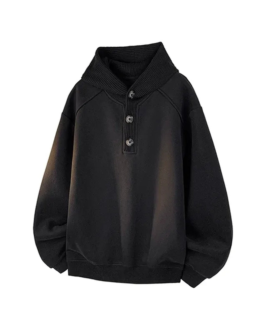 Back view of Minimalist Henley Neck Oversized Pullover Hoodie