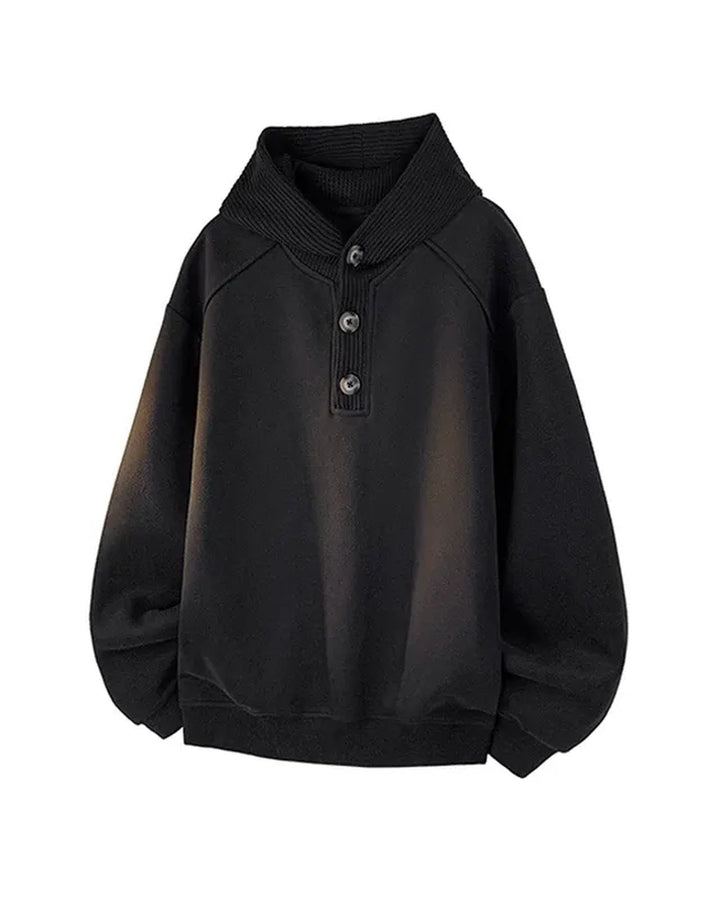 Back view of Minimalist Henley Neck Oversized Pullover Hoodie