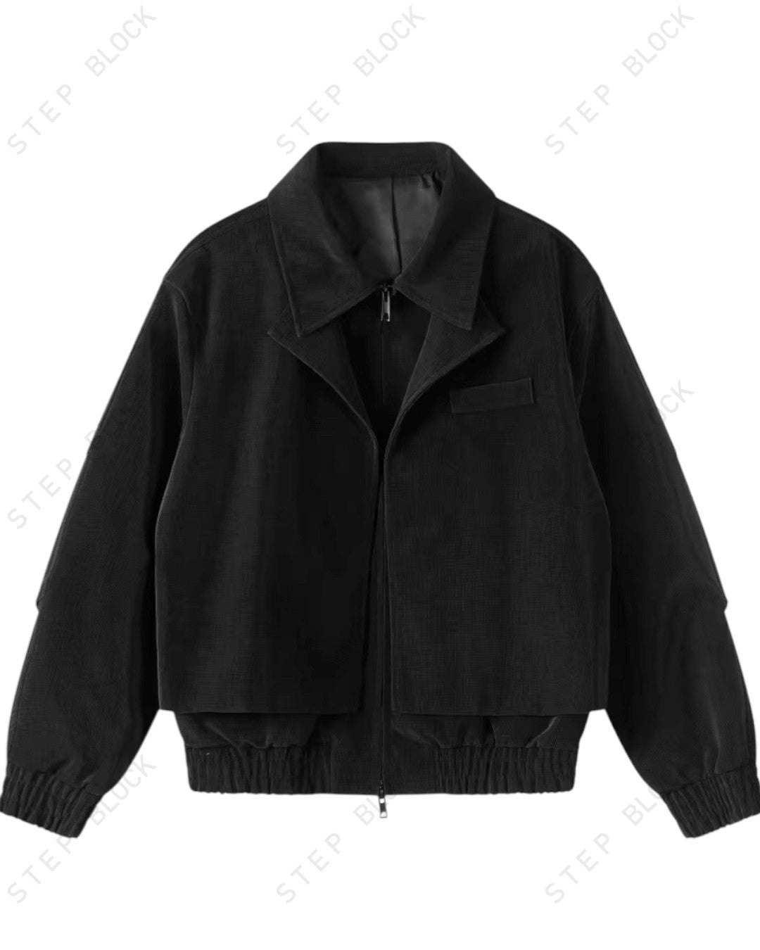 STEP BLOCK ST061 Cropped Boxy Stand Collar Minimalist Workwear Jacket