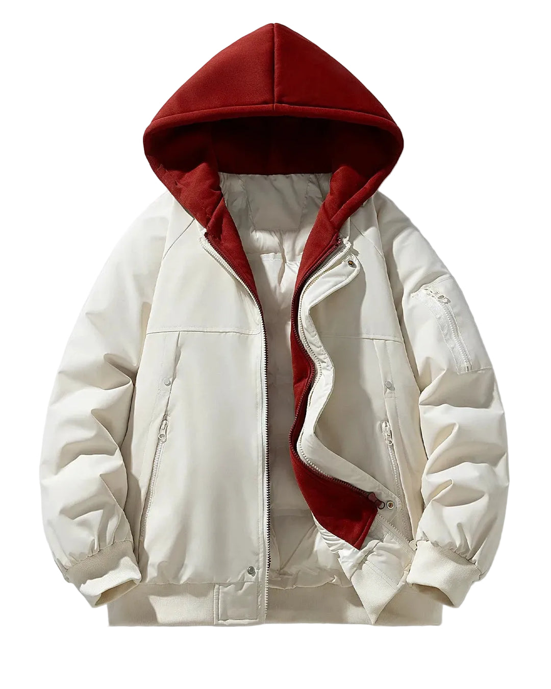 Contrast Hooded Bomber Jacket