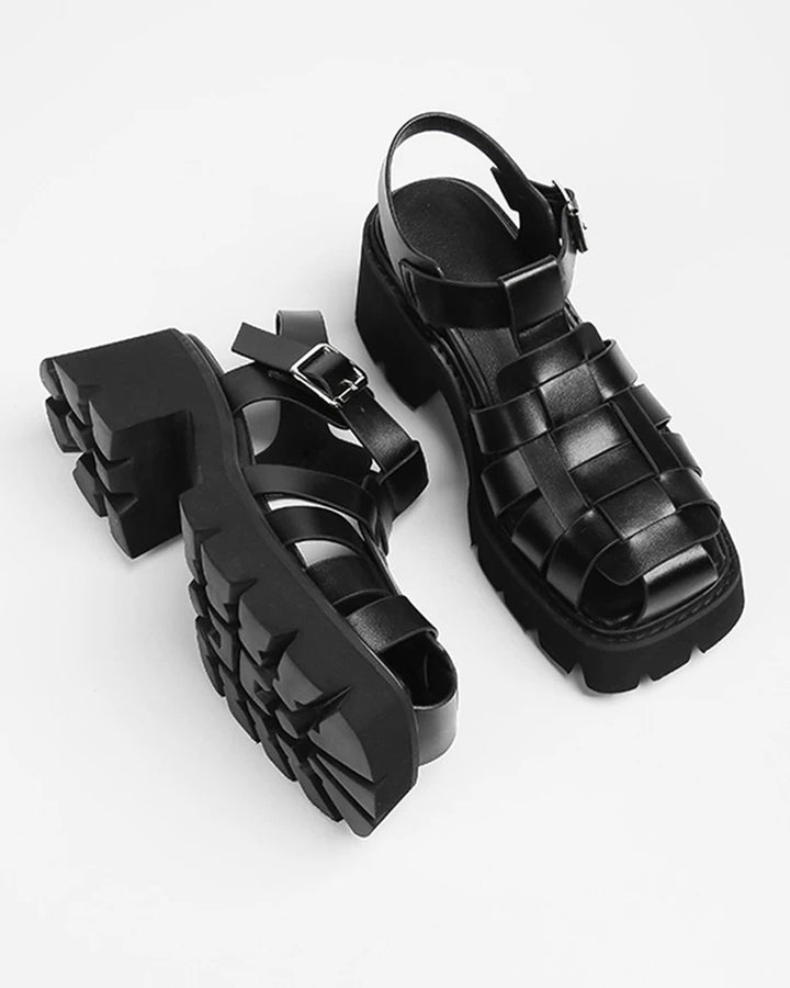 Side view of Fisherman Weave Platform Sandals