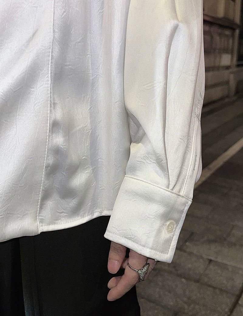 Back view of Deep V-Neck Satin Shirt