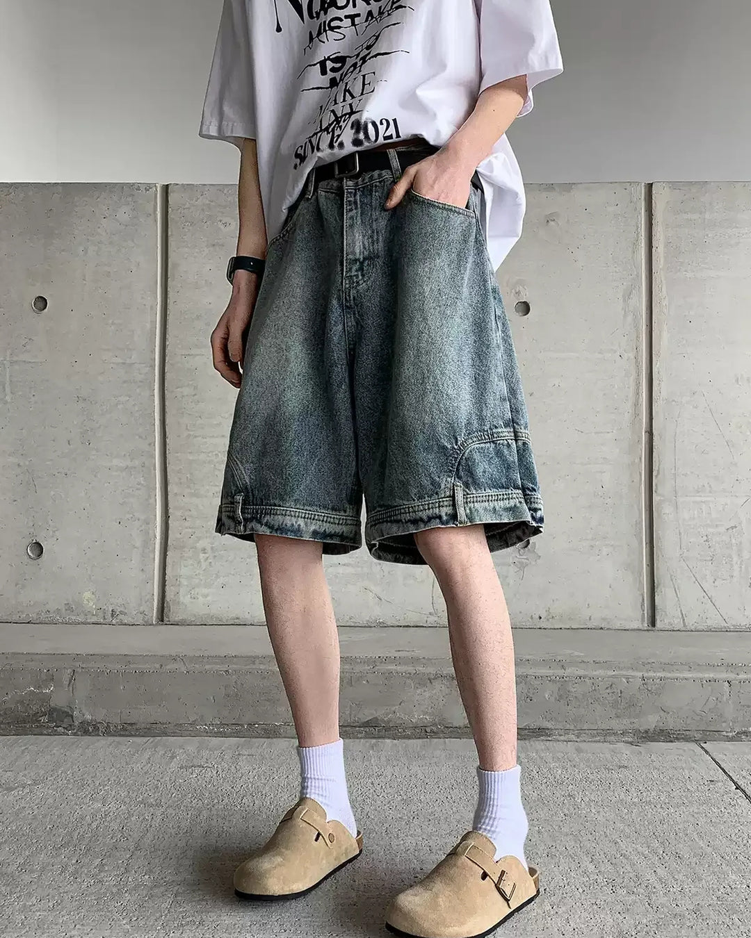 BRYNOR Vintage Wash Denim Street Shorts product photo